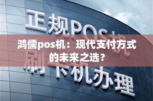 鸿儒pos机：现代支付方式的未来之选？