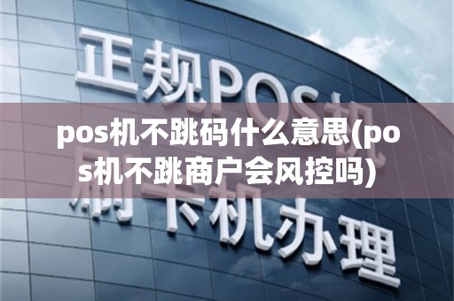 pos机不跳码什么意思(pos机不跳商户会风控吗)