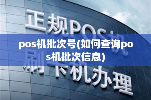 pos机批次号(如何查询pos机批次信息)