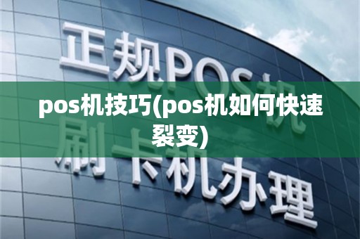 pos机技巧(pos机如何快速裂变)