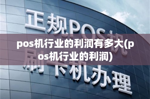 pos机行业的利润有多大(pos机行业的利润)