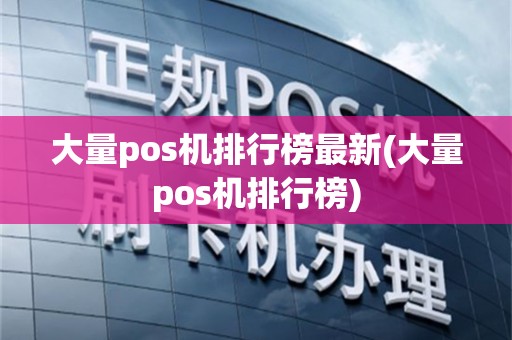 大量pos机排行榜最新(大量pos机排行榜)