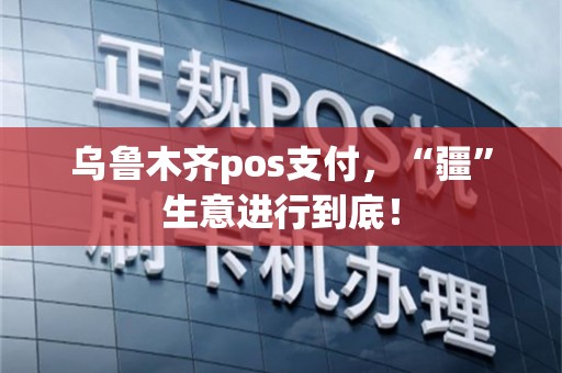乌鲁木齐pos支付，“疆”生意进行到底！